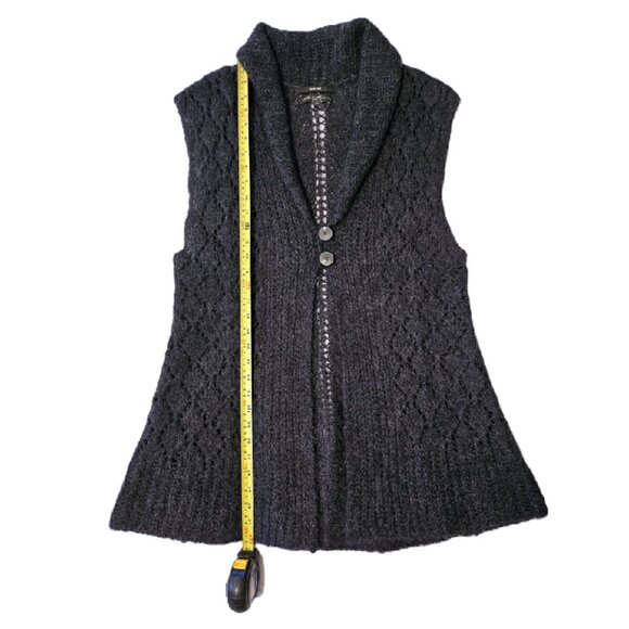 EDDIE BAUER Grey Hand Knit Mohair Blend Sweater Vest Size XL - Picture 4 of 8